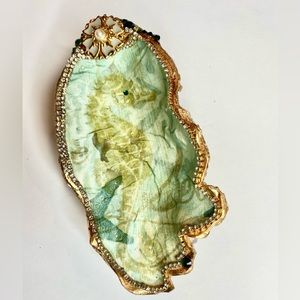Seahorse oyster shell ring/trinket dish Handmade Coastal gifts